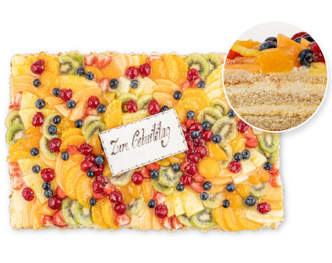 Tourte aux fruits et crème 50x30cm